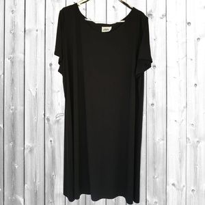 Stretchy Black Plus Size 2x-3x Short Sleeve Dress